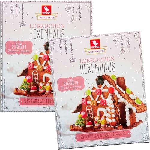 Weiss Lebkuchen Hexenhaus | Bausatz mit Dekor inkl. Puderzucker | 2x 900 g von Generisch