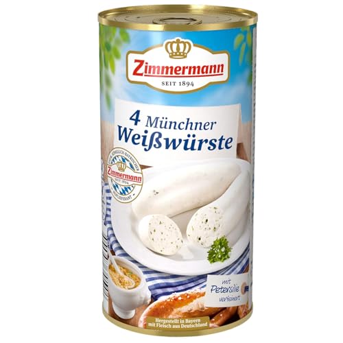 Weißwurst in Dose 4 Weisswürste Original bayrische Würste von Zimmermann Ideal für Oktoberfest & Brotzeit von Generisch