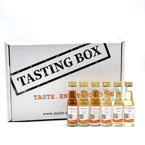 Whisky Probier-Set, 6 Proben (je 20ml) aus Schottlands Whiskyregionen (Lowland, Highlands, Speyside, Campbeltown, Islands, Islay), mit Pipette und Verköstigungsnotizen, Alc. 40-50% Vol. von Generisch