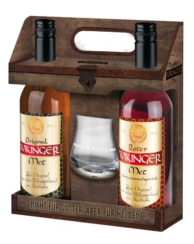 Wikinger Met | Sommernacht-Set | 2 x 0,75L | Original & Roter Wikinger Met | inklusive Wikinger Haithabu-Glas von Generisch