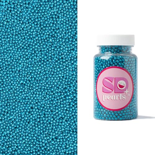 Zuckerperlen Metallic blau 3mm, 100g, Für Eis, Kekse, Kuchen, Cupcakes, Dessertdekoration, blaue Streusel, mini perlen, essbare Kuchen Dekor SD Pearls von Generisch