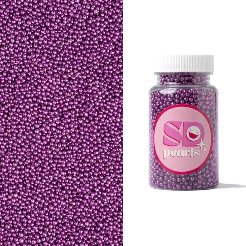 Zuckerperlen Metallic fuchsia 3mm, 100g, Für Eis, Kekse, Kuchen, Cupcakes, Dessertdekoration, fuchsia Streusel, mini perlen, essbare Kuchen Dekor SD Pearls von Generisch