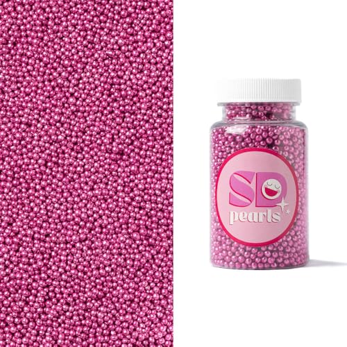 Zuckerperlen Metallic rosa 3mm, 100g, Für Eis, Kekse, Kuchen, Cupcakes, Dessertdekoration, rosa Streusel, mini perlen, essbare Kuchen Dekor SD Pearls von Generisch