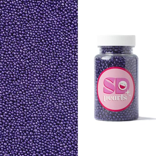 Zuckerperlen Metallic violett 3mm, 100g, Für Eis, Kekse, Kuchen, Cupcakes, Dessertdekoration, violett Streusel, mini perlen, essbare Kuchen Dekor SD Pearls von Generisch