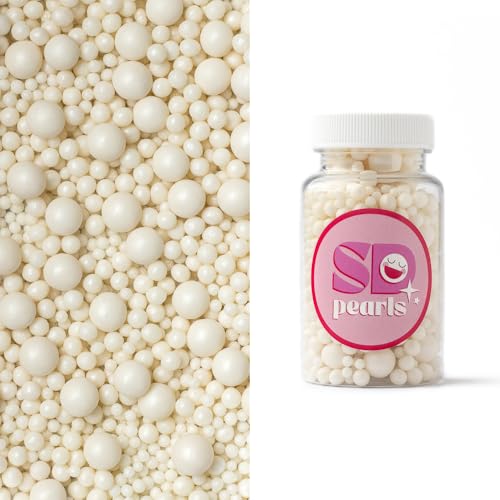 Zuckerperlen Weiß 3,4,5,7,10mm, 100g, Für Eis, Kekse, Kuchen, Cupcakes, Torten, Dessertdekoration, Weiß Streusel, essbare Kuchen Dekor SD Pearls von Generisch