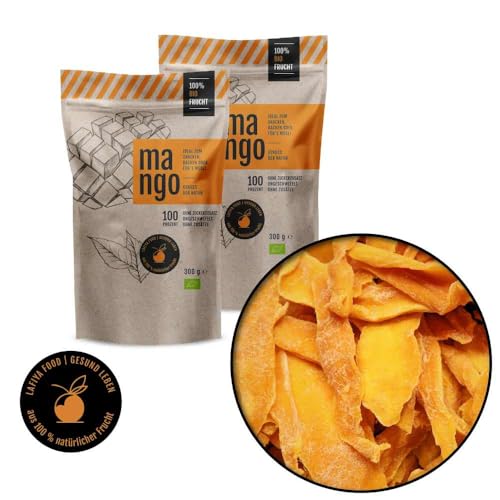 getrocknete Bio Mango ohne Zuckerzusatz 2x (300 g, wiederverschließbar) - getrocknete Früchte & Obst als gesunde Snacks - vegane Trockenfrüchte als Müsli, Bowl Topping - Trockenobst ungezuckert von Generisch