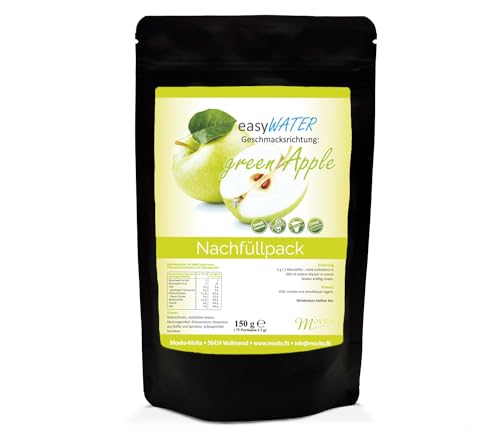 green Apple easyWater Getränkepulver│ Zuckerfreies Geschmackspulver für erfrischende Getränke │Nur 5 Kalorien auf 500ml Wasser│ohne Aspartam│Inhalt: 75 Portionen von Generisch