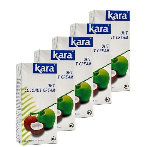 kara - 5er Pack Premium Kokosmilch 1 Liter "extra cremig" - Original Kokosnussmilch zum Kochen, Backen und für Desserts - Coconut Milk UHT Cream von Generisch