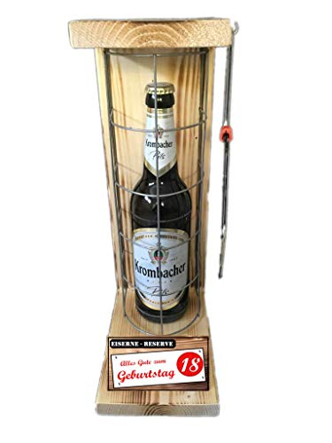 Geburtstag Geschenke Krombacher Pils Geschenk 18 Geburtstag Eiserne Reserve Gitter mit Säge Bier Geschenke für Männer Geburtstag -r- Alles Gute zum 18. Geburtstag von Genial-Anders