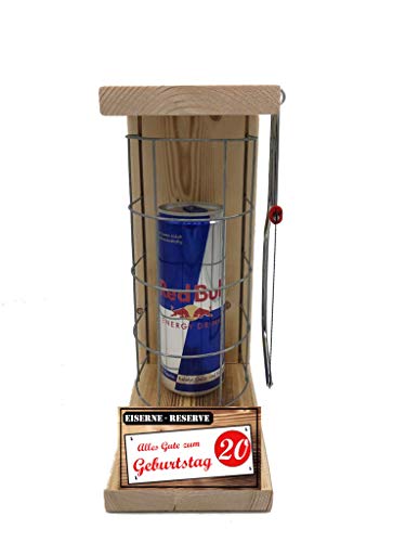 Geburtstag Geschenk Red Bull Geschenk 20 Geburtstag Eiserne Reserve Gitter incl. Säge Geschenke Set zum 20. Geburtstag Text rot: Alles Gute zum 20. Geburtstag von Genial-Anders