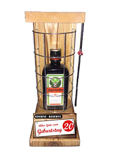 Jägermeister Geburtstag Geschenke Jägermeister Geschenkee 20 Geburtstag Eiserne Reserve Gitter Text rot: Alles Gute zum 20. Geburtstag Kräuter Likör (1 x 0.35 l) von Genial-Anders