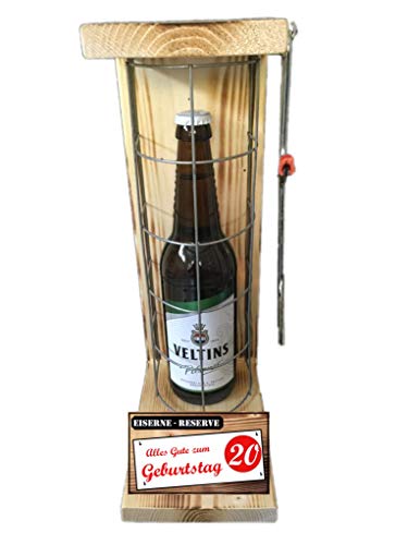 Veltins Pilsener - Biergeschenke für Männer lustig 20 Geburtstag Eiserne Reserve Gitter Text rot: Alles Gute zum 20. Geburtstag Bier (1 x 0.5 l) von Genial-Anders