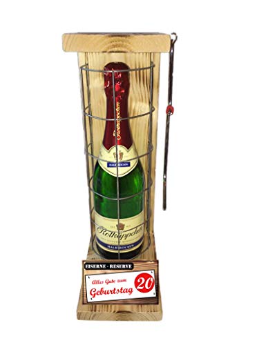 Eiserne Reserve Geschenk Geburtstags für Frauen 20 Geburtstag Rotkäppchen Sekt Gitter incl. Notsäge Text rot: Alles Gute zum 20. Geburtstag Sekt (1 x 0.75 l) von Eiserne Reserve