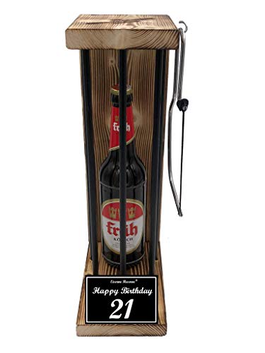 Früh Kölsch - Biergeschenke für Männer lustig 21 Geburtstag Eiserne Reserve Black Edition Text s/w Happy Birthday 21 Geburtstag Bier (1 x 0.5 l) von Genial-Anders