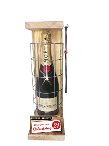 Moet Geburtstag Geschenk 21 Geburtstag Eiserne Reserve Gitter incl. Notsäge Text rot: Alles Gute zum 21. Geburtstag Champagner (1 x 0.75 l) von Genial-Anders