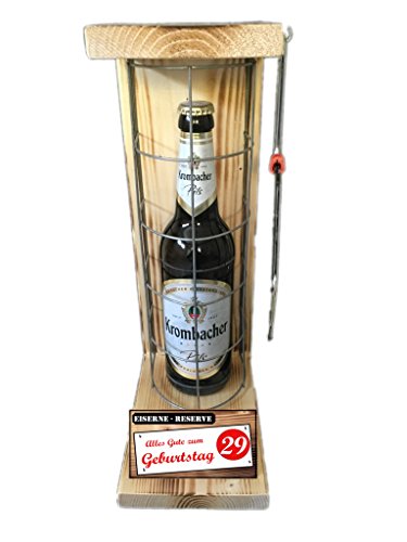 Krombacher Pils - Biergeschenke für Männer lustig 29 Geburtstag Eiserne Reserve Gitter Bier (1 x 0,5 l) Text rot: Alles Gute zum 29. Geburtstag von Genial-Anders