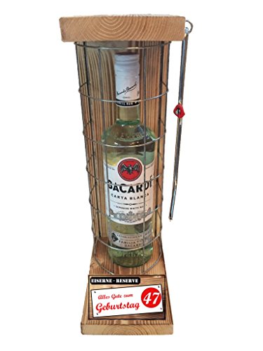 Bacardi Geschenk 47 Geburtstag Eiserne Reserve Gitter Bacardi Carta Blanca Rum (1 x 0.7 l) -r- Alles Gute zum 47. Geburtstag von Genial-Anders