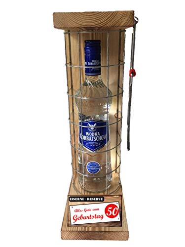 Wodka Gorbatschow Geschenk 50 Geburtstag Eiserne Reserve Gitter Geschenkset Text rot: Alles Gute zum 50. Geburtstag Vodka (1 x 0.70 l) von Genial-Anders