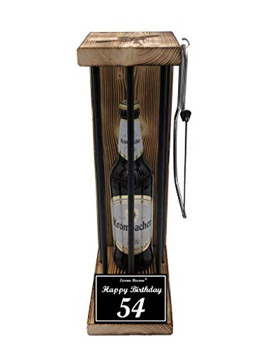 Krombacher - Biergeschenke für Männer lustig 54 Geburtstag Geschenke Eiserne Reserve Black Edition Text s/w Happy Birthday 54 Geburtstag Bier (1 x 0.5 l) von Genial-Anders