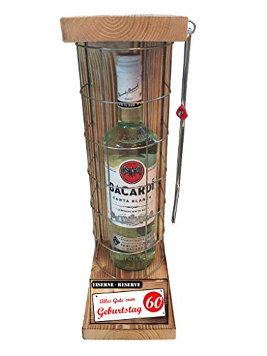 Bacardi Geschenk 60 Geburtstag Eiserne Reserve Gitter Bacardi Carta Blanca Rum (1 x 0.7 l) -r- Alles Gute zum 60. Geburtstag von Genial-Anders