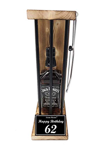 Whiskey J.Daniel Geschenk 62 Geburtstag Geschenkset Eiserne Reserve Black Edition - Text s/w Happy Birthday 62 Geburtstag Bourbon Whisky (1 x 0.70 l) von Genial-Anders