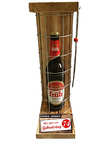 Früh Kölsch - Biergeschenke für Männer lustig 74 Geburtstag Eiserne Reserve Gitter Bier (1 x 0,5 L) Text rot: Alles Gute zum 74. Geburtstag von Genial-Anders