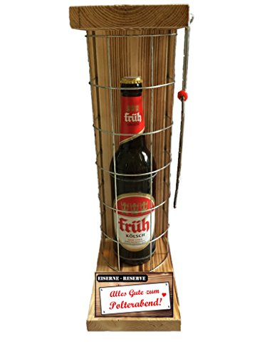 Lustiges Polterabend Geschenk witzige originelle Früh Kölsch Eiserne Reserve Gitter incl. Notsäge Text rot: Alles Gute zum Polterabend von Genial-Anders