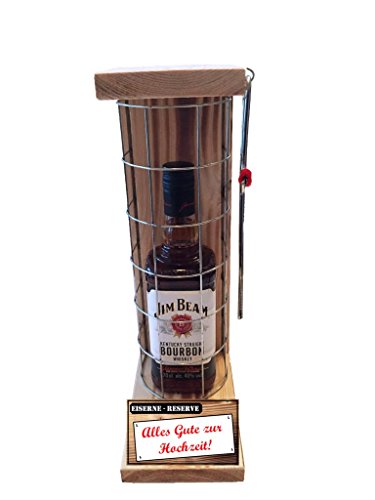 Jim Beam Geschenk Hochzeit Eiserne Reserve Gitter Text rot Alles Gute zur Hochzeit - Spirituosen Geschenkverpackung Bourbon Whisky (1 x 0.70 l) von Genial-Anders