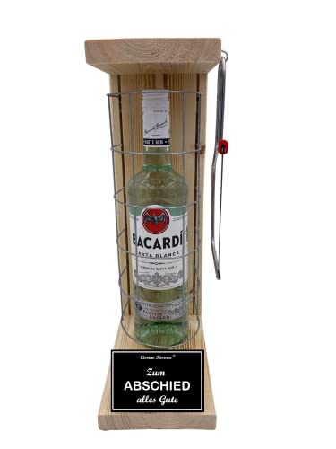 Bacardi Geschenk zum Abschied Bacardi Geschenk Set - Eiserne Reserve Gitterkäfig Text s/w Zum Abschied alles Gute Rum (1 x 0.70 l) von Genial-Anders