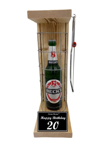 Beck´s Bier - Biergeschenke für Männer lustig 20 Geburtstag Eiserne Reserve Gitterkäfig, Text s/w 20 Happy Birthday Bier (1 x 0.5 l) von Genial-Anders