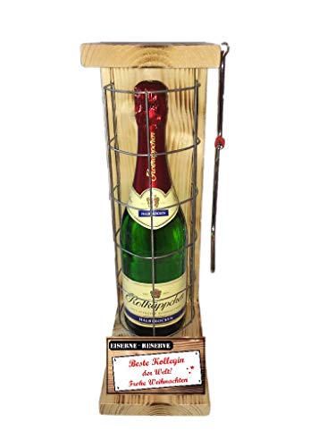 Eiserne Reserve Geschenk Kollegin Weihnachten Rotkäppchen Sekt Gitter incl. Notsäge Text rot: Beste Kollegin der Welt Frohe Weihnachten Sekt (1 x 0.75 l) von Eiserne Reserve