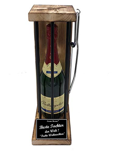 Weihnachten Geschenk für Tochter Rotkäppchen Sekt Eiserne Reserve Black Edition incl. Notsäge Text s/w Beste Tochter der Welt Frohe Weihnachten Sekt (1 x 0.75 l) von Genial-Anders