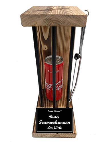 Feuerwehr Geschenk - Feuerwehrmann Geschenk - Cola - Eiserne Reserve Black Edition incl. Säge - lustige Geschenkidee - Text s/w Bester Feuerwehrmann der Welt von Genial-Anders