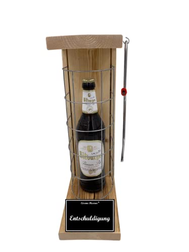 Bitburger PilsEntschuldigung Geschenk Eiserne Reserve Gitterkäfig Biergeschenk Text s/w Entschuldigung Bier (1 x 0.5 l) von Genial-Anders