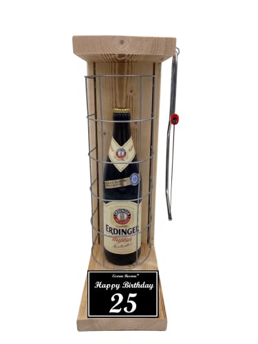 Erdinger Weißbier - Biergeschenke für Männer lustig 25 Geburtstag Eiserne Reserve Gitterkäfig Text s/w 25 Happy Birthday Bier (1 x 0.5 l) von Genial-Anders