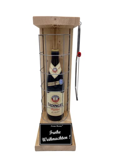 Erdinger Weißbier Geschenk Weihnachten Erdinger - Eiserne Reserve Gitterkäfig Bier Biergeschenk s/w Frohe Weihnachten Bier (1 x 0.5 l) von Genial-Anders