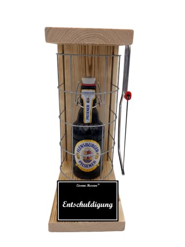 Flensburger Entschuldigung Geschenk Flensburger - Eiserne Reserve Gitterkäfig Biergeschenk s/w Entschuldigung Bier (1 x 0.33 l) von Genial-Anders