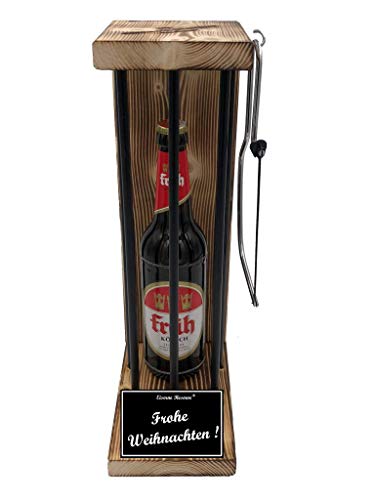 Geschenk Weihnachten Mann Frau Freund Freundin | Früh Kölsch | Eiserne Reserve Black Edition incl. Säge | Bier Geschenke| Text s/w Frohe Weihnachten von Genial-Anders