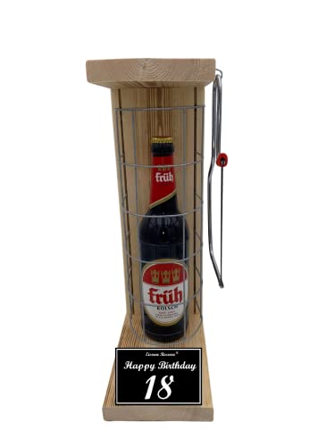 Früh Kölsch - Biergeschenke für Männer lustig 18 Geburtstag - Eiserne Reserve Gitterkäfig Text s/w 18 Happy Birthday Bier (1 x 0.5 l) von Genial-Anders