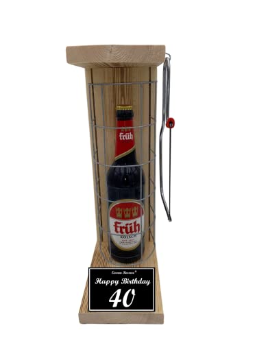 Früh Kölsch - Biergeschenke für Männer lustig 40 Geburtstag - Eiserne Reserve Gitterkäfig Text s/w 40 Happy Birthday Bier (1 x 0.5 l) von Genial-Anders