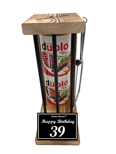 Happy Birthday 39 Geburtstag - Eiserne Reserve Black Edition - duplo Riegel - incl. Säge - 39 Geburtstag Geschenk Idee für Männer & Frauen Geschenke zum 39 Geburtstag von Genial-Anders