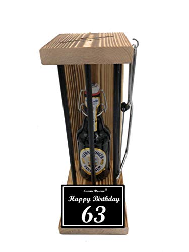 Flensburger Pils 63 Geburtstag Geschenke Eiserne Reserve Black Edition Biergeschenk Text s/w Happy Birthday 63 Geburtstag Bier (1 x 0.33l) von Genial-Anders