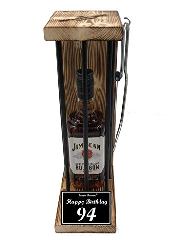 Jim Beam Geschenk 94 Geburtstag Eiserne Reserve Black Edition - Text s/w Happy Birthday 94 Geburtstag - Spirituosen Geschenkverpackung Bourbon Whisky (1 x 0.70 l) von Genial-Anders