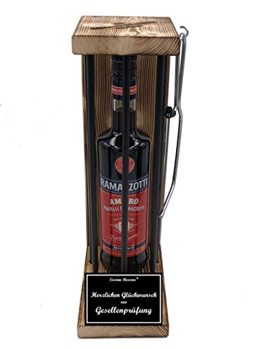 Ramazzotti Gesellenprüfung Geschenk - Eiserne Reserve Black Edition Geschenkset Text s/w Herzlichen Glückwunsch zur Gesellenprüfung Kräuterlikör (1 x 0.70 l) von Genial-Anders