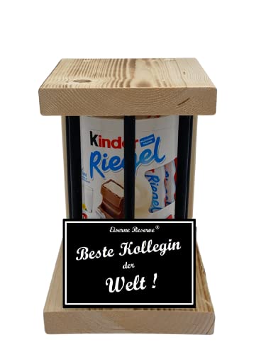 Kinder Riegel - Notfall Reserve - Black Edition - Beste Kollegin der Welt - Kollegin Geschenk - Die süße lustige Geschenkidee aus Holz für Männer und Frauen von Genial-Anders