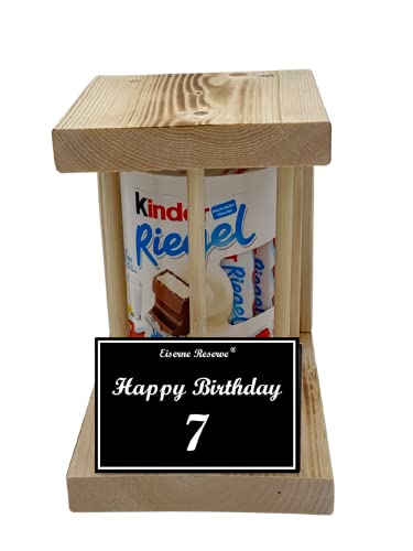 Kinder Riegel - Notfall Reserve - Holzstäbe - (10 x 21 g) Happy Birthday 7 - Geschenk zum 7. Geburtstag von Genial-Anders