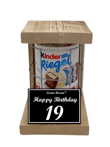 Kinder Riegel - Notfall Reserve - Metallgitter - (10 x 21 g) Happy Birthday 19 - Geschenk zum 19. Geburtstag von Genial-Anders