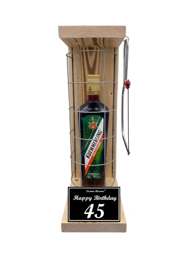 Kuemmerling Geschenk 45 Geburtstag Mann und Frau - Kuemmerling Eiserne Reserve Gitter Geschenkidee Text s/w 45 Happy Birthday Kräuter Likör (1 x 0.50 l) von Genial-Anders