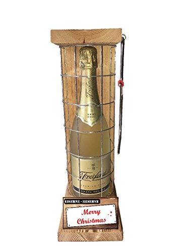 Eiserne Reserve Geschenkset Merry Christmas Freixenet Sekt Gitter Text rot für Mutter Vater Bruder Schwester Weihnachten idee Sekt (1 x 0.75 l) von Genial-Anders