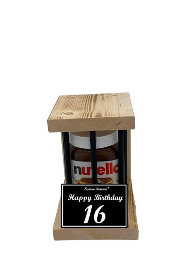 Nutella - Notfall Reserve - Black Edition - Nutella Glas (1 x 450 g) Happy Birthday 16 - Geschenk zum 16. Geburtstag von Genial-Anders